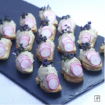 Smoked haddock on crostini